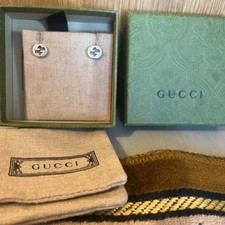 Stunning Sterling Silver Gucci GG Interlocking Stud Earrings, Box, Dustbag
