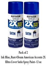 Ink Blue, Rust-Oleum American Accents 2X Ultra Cover Satin Spray Paint 12 Oz 2pk