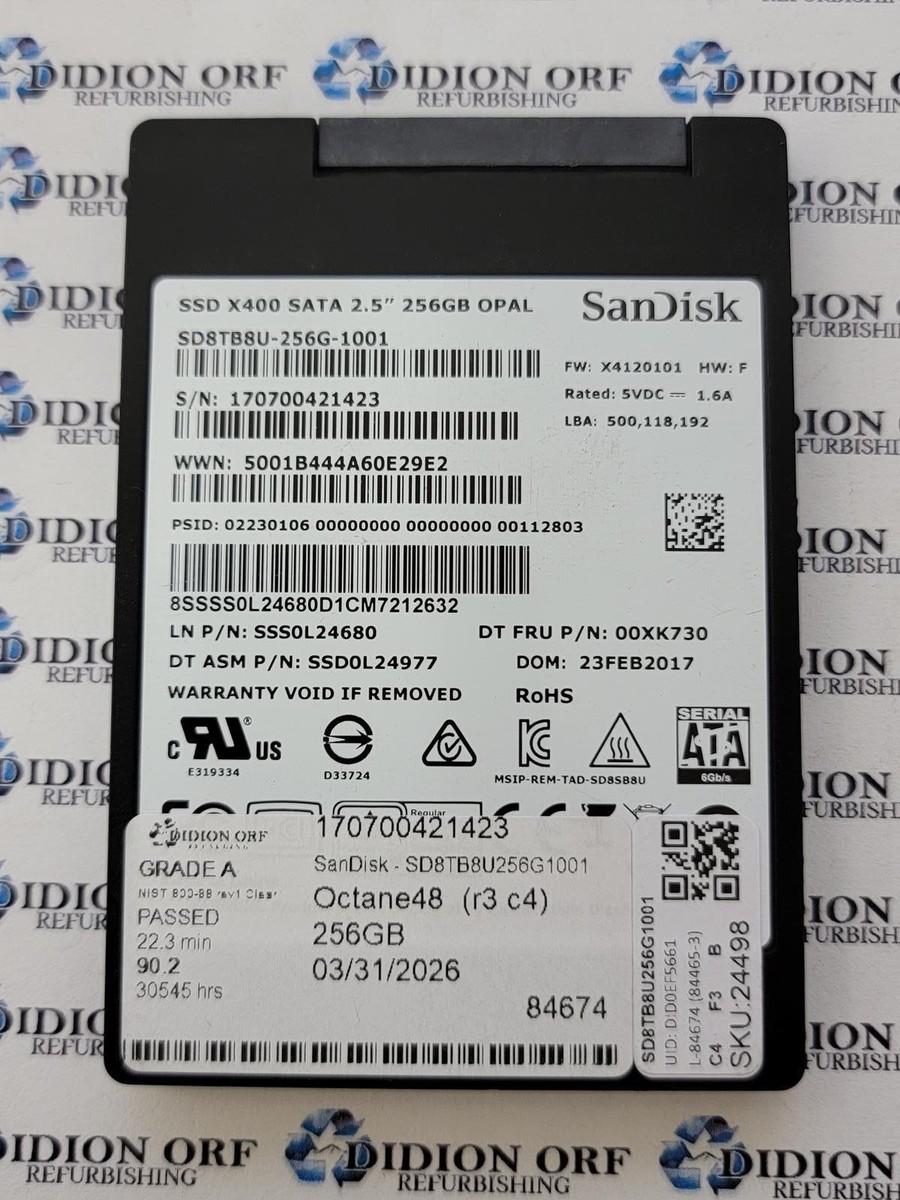 SanDisk X400 256GB,2 5 inch Internal SSD - SD8TB8U-256G-1001 for