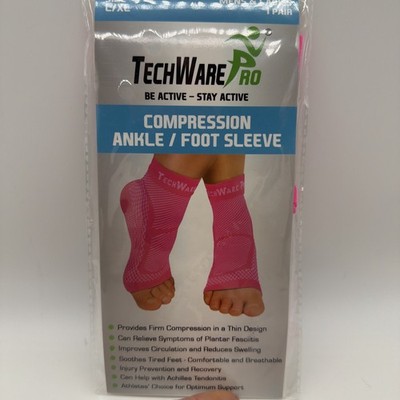 TechWare Pro Compression Ankle/Foot Sleeve - Unisex - Large/XL - PINK