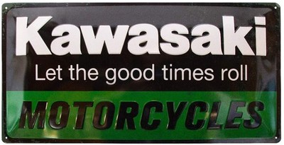 Kawasaki Motorrad Blechschild Nostalgie Blechschild 50 cm NEU  shield