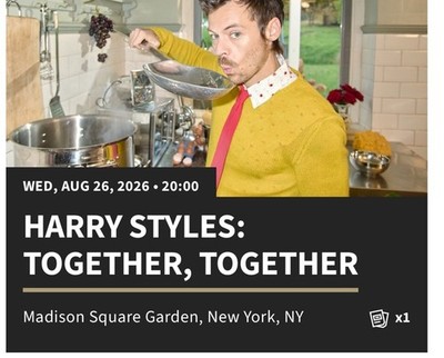 Harry Styles Together, Together - Madison Square Garden Aug 26 2026 section 106