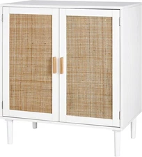 Finnhomy Sideboard Buffet Cabinet with Rattan Doors, Kitchen Storage #R022