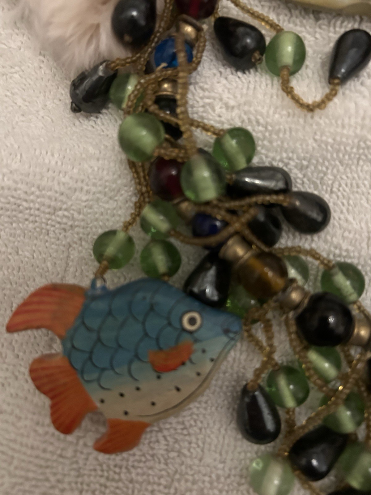 Handcrafted Statement Piece Necklace Multicolor G… - image 7