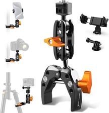 K&F Concept Magic Arm Super Clamp with Two 360 degree Ball Heads 1/4" Thread New