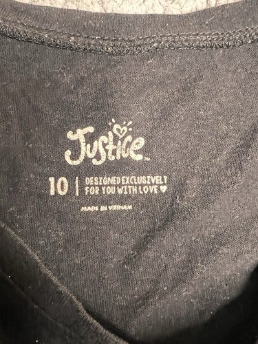 Justice Black With Gold Glitter T Shirt Little Girls Size 10 - Picture 6 of 7