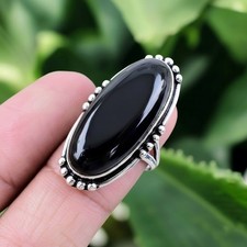 Black Onyx Ring 925 Sterling Silver Ring Handmade Gemstone Ring Women's Ring
