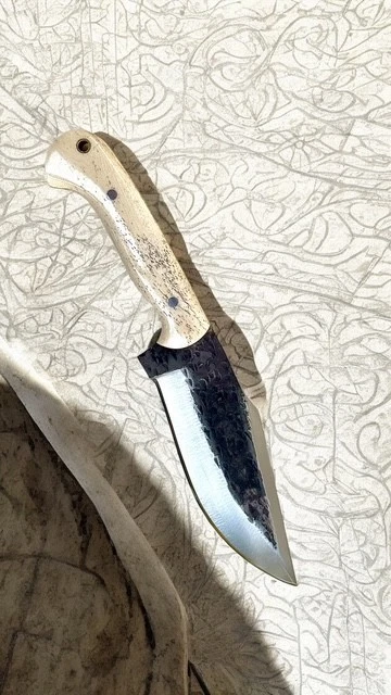 EDC Personalizado Hecho a Mano 1084 Acero Caza Camping Cuchillo Hueso Camal Funda Cuero Foto 4 de 4