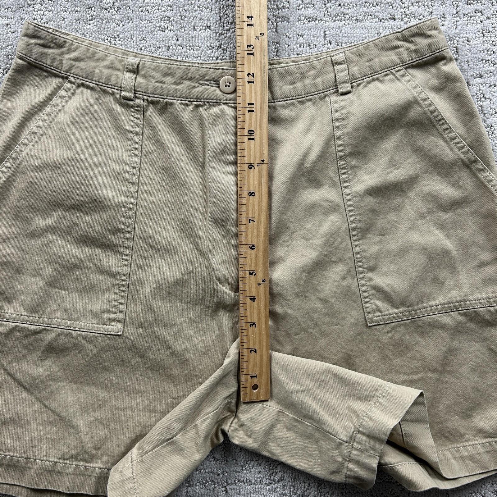 Eddie Bauer Shorts Womens 12 Khaki Cotton High Rise Casual Utility Pockets image 5