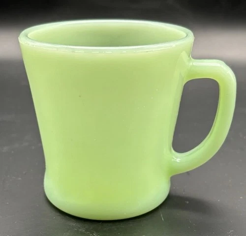 Vintage Fire King Jadeite Green D Handle Mug Oven Ware Glass Coffee Cup