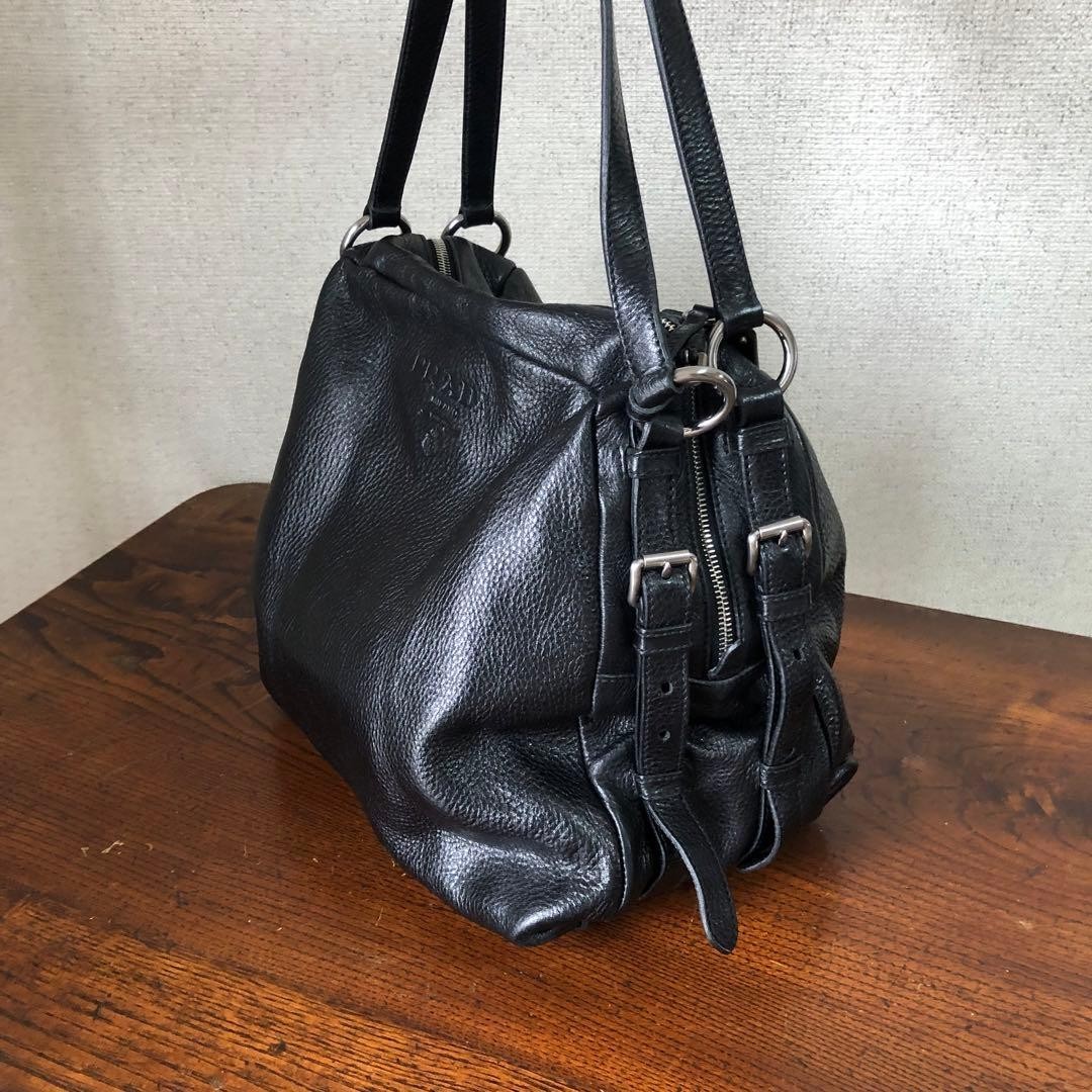 PRADA Women's Shoulder Bag  Boston Leather Black Authentic Used Archive thumbnail 7