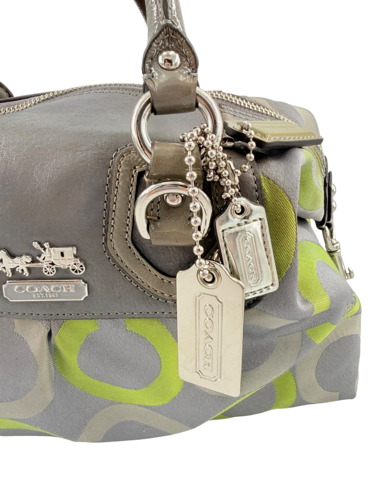 VTG Coach Madison Sabrina Op Art Sateen Satchel Signa… - Gem