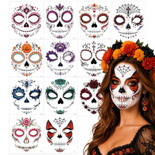 Dia de Los Muertos Face Tattoos Catrina Makeup Kit for Sugar Skull Mask Women