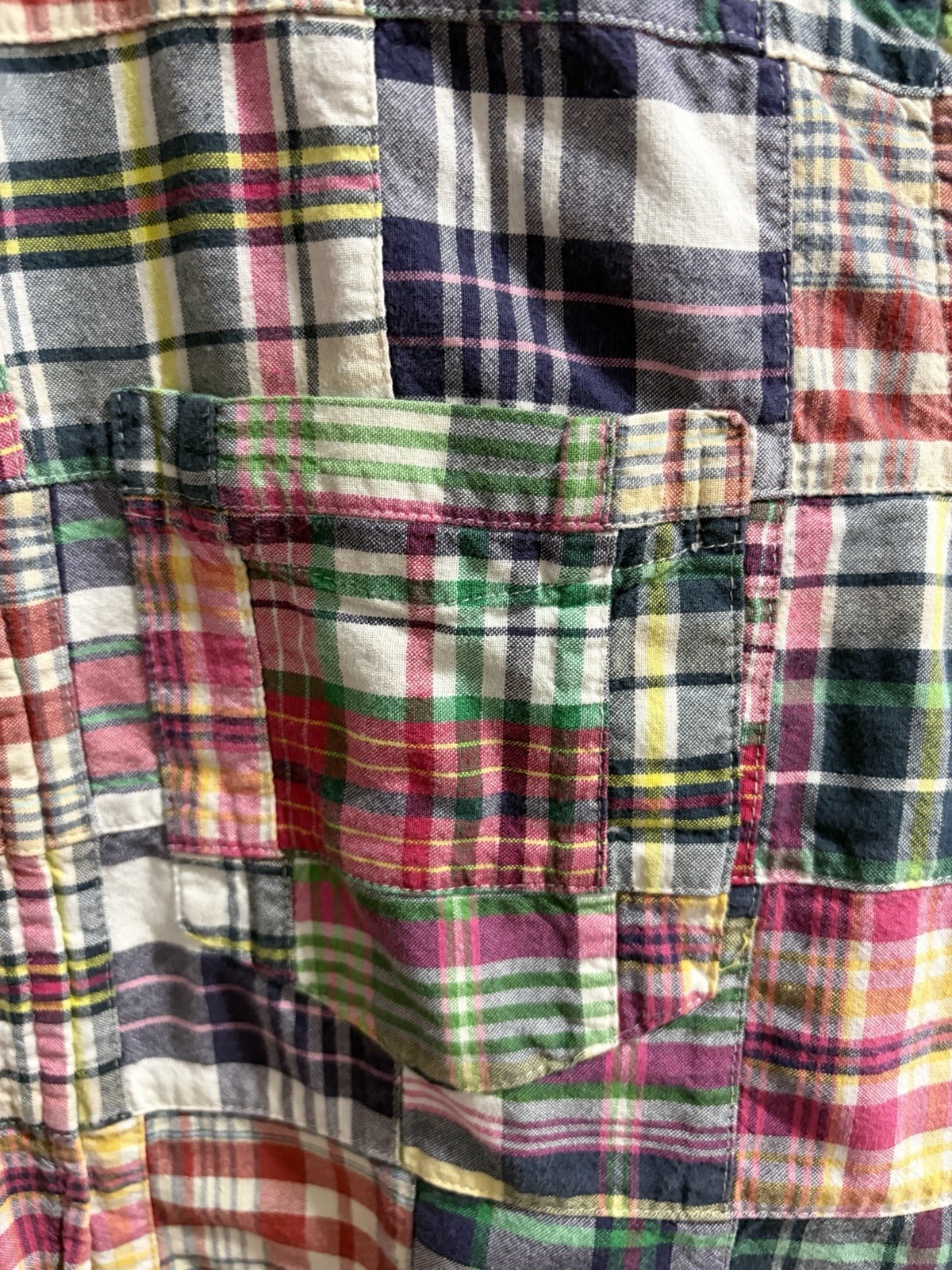 GAP Patchwork Madras Short-sleeve Button-down Shi… - image 4