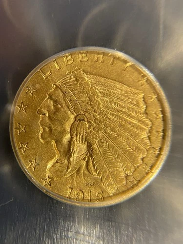 1915 $2 1/2 DOLLAR GOLD INDIAN HEAD  $2.5 AU53