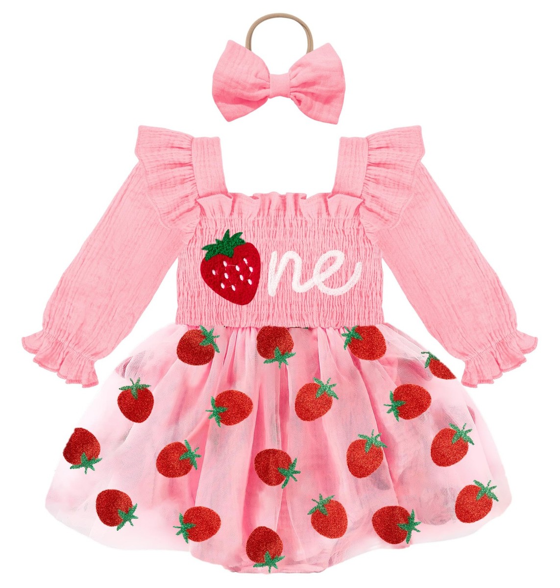 Baby Girl 1st Birthday Outfit First Birthday Gifts Long Sleeve Tulle Dress  On... | eBay