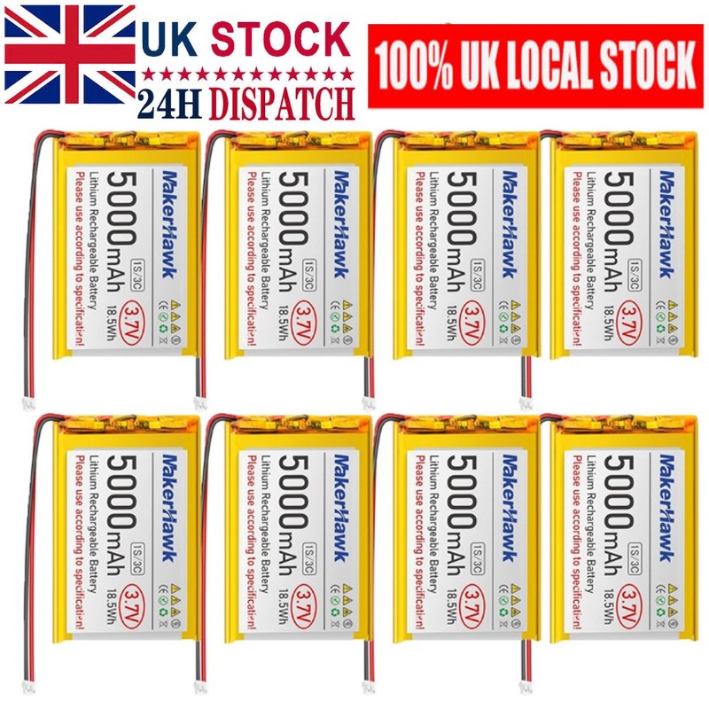 1S 3C 3.7V 5000mAh Rechargeable LiPo Battery 105080 for Arduino ESP32 Board NEW