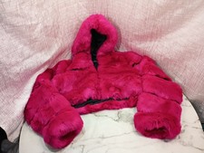 FASHION Pink Faux Fur Coat Women Approx. Size 6XL