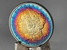 1902 O Morgan Silver Dollar Toner Toned Rainbow Toning MONSTER BULLSEYE WOW!