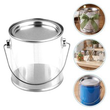9Pcs Clear Plastic Storage Paint Cans with Tight Metal Lids and Movable Handles