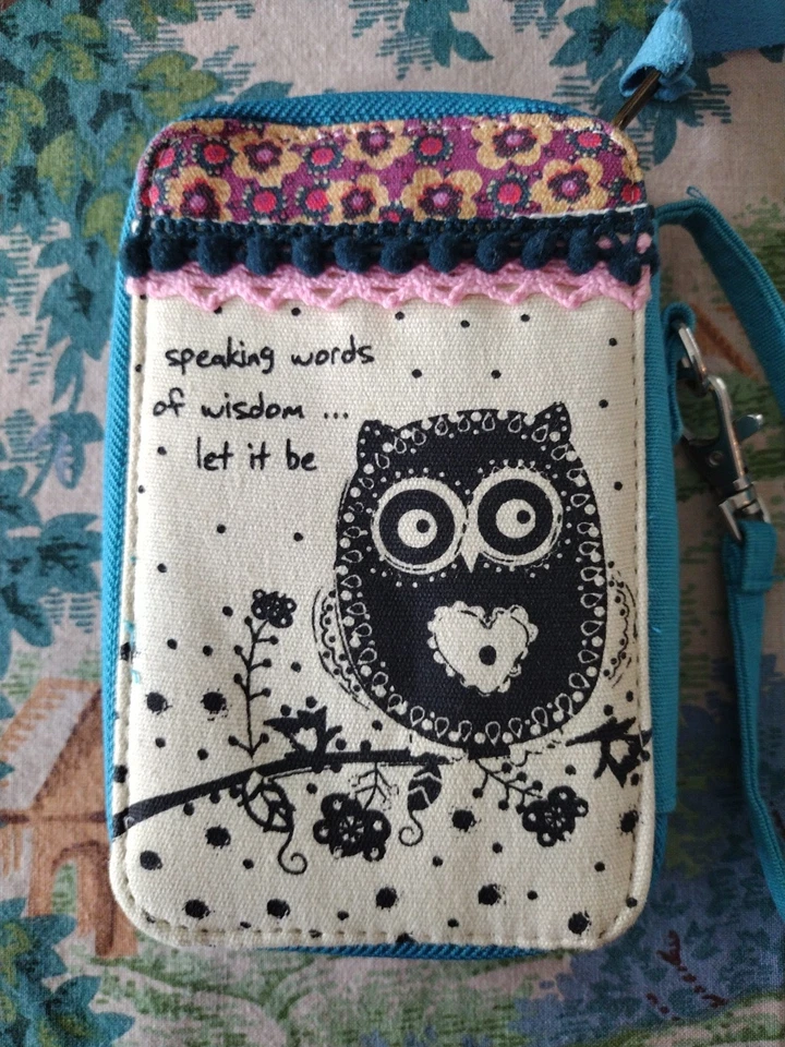 Cartera Vida Natural "Hablando Palabras de Sabiduría, Déjalo Ser" Búho Cremallera Muñequera Foto 3 de 4