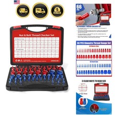 Nut and Bolt Thread Checker - 66 PCS Nut and Bolt Gauges Individually Housed ...
