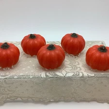 5 Mini Pumpkin Shaped Floating Candles Fall Autumn Halloween Party Decor Unused