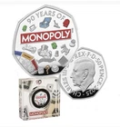 2025 GREAT BRITAIN MONOPOLY 8g .925 Silver 50p Colorized Silver Proof BOXCOA NEW