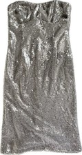 GUESS Silver Strapless Sequin Cocktail Dress – Size 6 – NWT – MSRP $188
