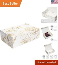 Elegant Gold Floral Gift Box - Magnetic Closure for Weddings  Special Occasions