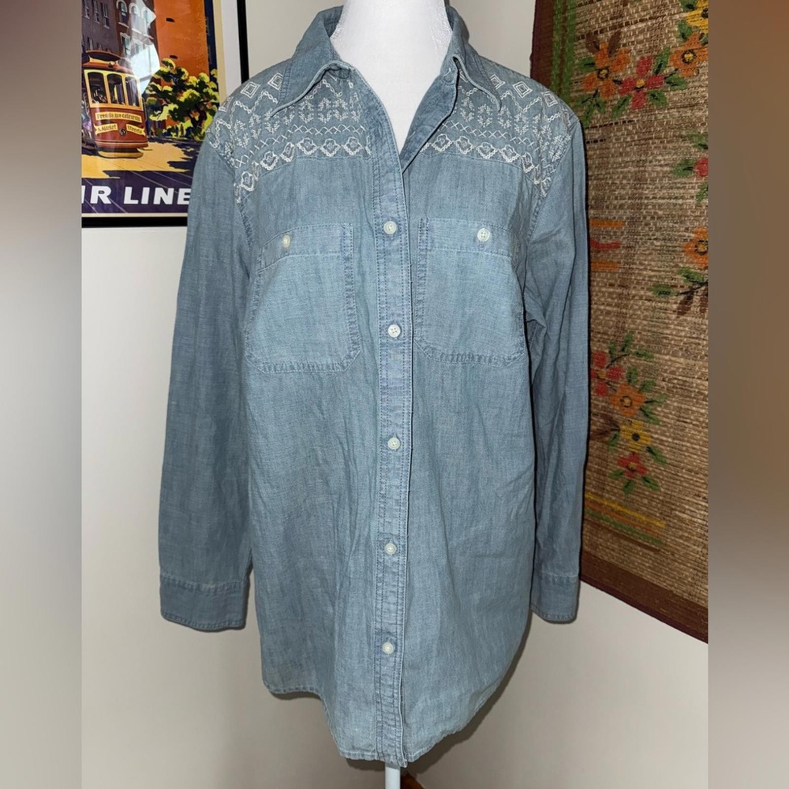 Chaps Chambray Button Down Shirt - image 1