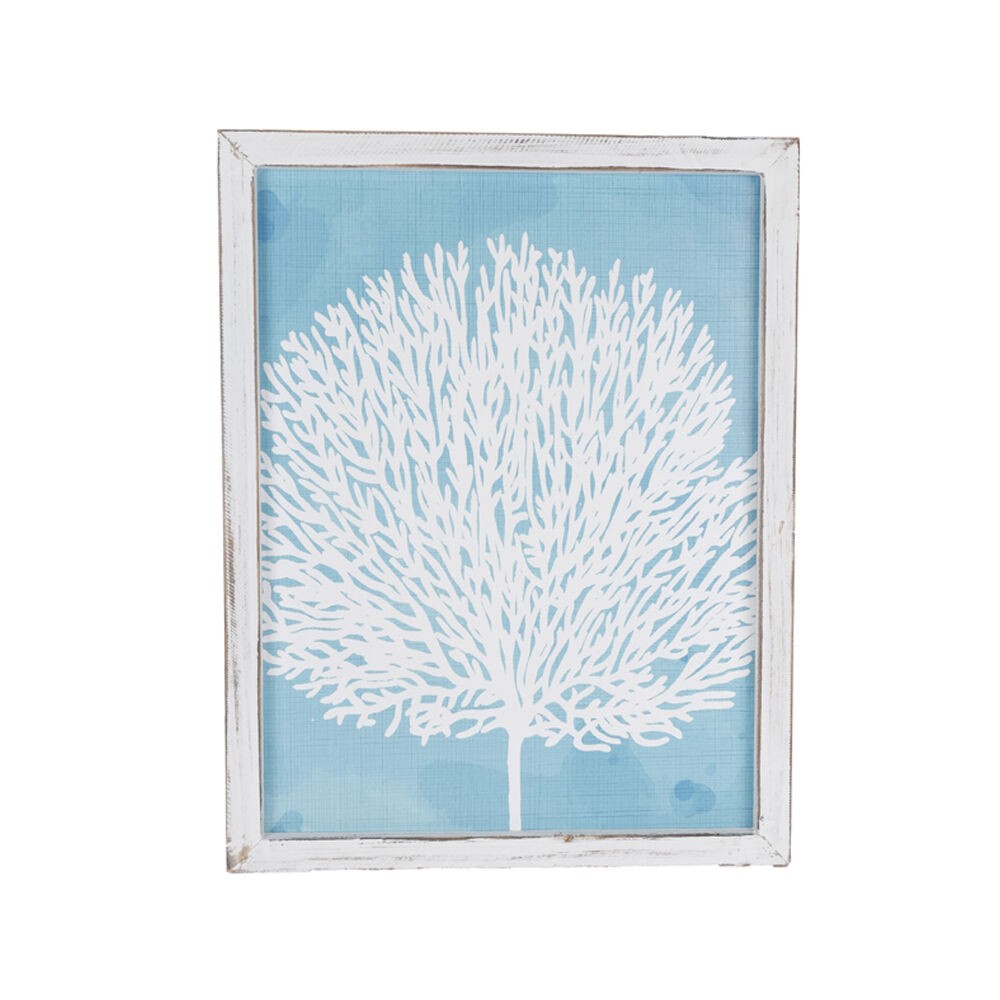 Maine And Crawford D1 Coral Blue & White Wall Artwork Home Decor 45x35x2cm