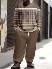 Men's Outfit 2 Piece Set Shirt  Pants Suit PLUS SIZE BIG 5XL