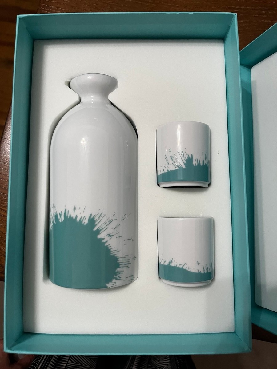 Tiffany & Co. Color Splash Sake Set Bottle & Cup 3 pcs Bone China