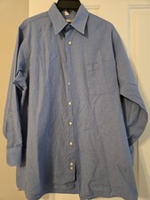 Mens Geoffrey Beene Blue Striped Button Down Size 16, 32/32