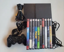 Sony PS2 Slim SCPH-75001 Console System Bundle Tested Works 10 Games