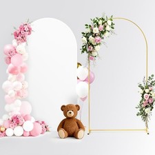 Arch Backdrop Stand and Cover Set - Gold Metal Frame with Fabric 7.2FT White