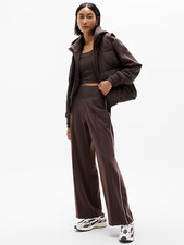 Athleta Venice High Rise Track Stripe Wide Leg Pant Truffle Medium 854424 NEW