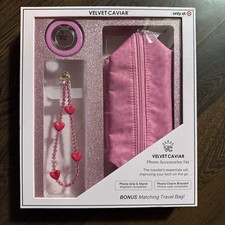 VELVET CAVIAR Phone Accessories Set Travel Bag  Grip  Bracelet - Pink Leopard