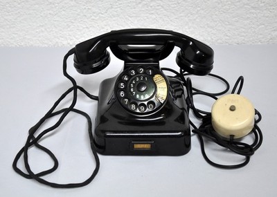Crown Telephone Remote Speaker Bakelite Black Antique W48 Postal Telephone