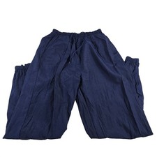 Nike Vintage Nylon Track Pants Navy Blue Elastic Waist Drawstring Joggers XL