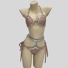 Women Handmade Stones Samba Dance Costume Carnival Performance Suit Bra Panties