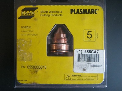 NEW QTY 5 ESAB 0558006018 Plasmarc Nozzle 1.8mm  .070''  for PT-36 Torch 386CA7