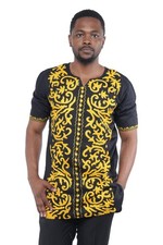 Black African Embroidered Men's Top, Dashiki, Cotton, Sizes XS  5XL, Fast Shippin