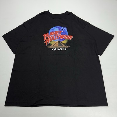 Vtg Planet Hollywood Cancun Big Logo Mens Shirt XL Black Retro Classic Punk