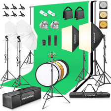 Photography Lighting Kit with Backdrops, 8.5X10Ft Backdrop Stands, LED Bulbs Um