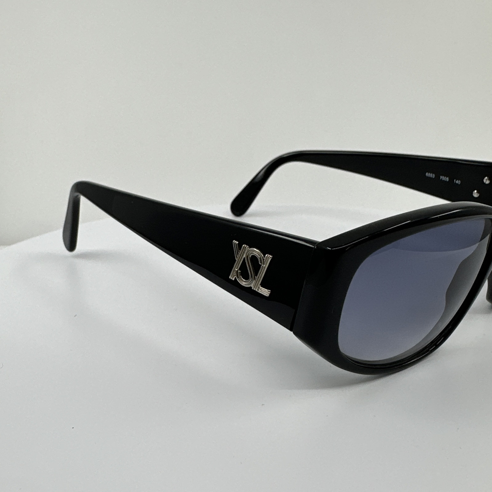 Nuovi occhiali da sole vintage Yves Saint Laurent YSL 6553 C. Y 505 nero lucido e argento