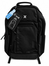 Hurley Black Ripp Backpack O/S Zip Closure Bottle Pocket Travel Casual