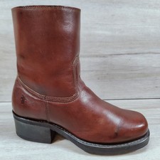 VTG Frye Campus Short Boots Women 7.5 M Red Oxblood Biker Square Toe Zip Up