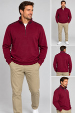 St. Croix Mens XL 1/4 Zip Pullover Burgundy Red Made in USA Cotton Blend Sweater